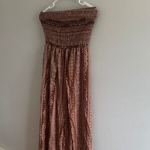 Elegant Brown Strapless Jumpsuit SB